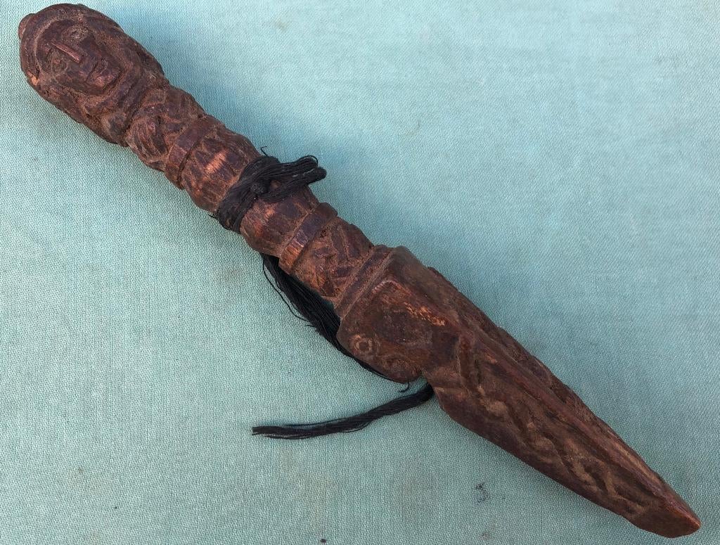 Oude houten Phurba uit Nepal of Tibet nummer 4, Ophalen of Verzenden