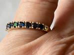 Gouden ring natuurlijke blauwe Saffier, Verzenden, Dame, Goud, Kleiner dan 17