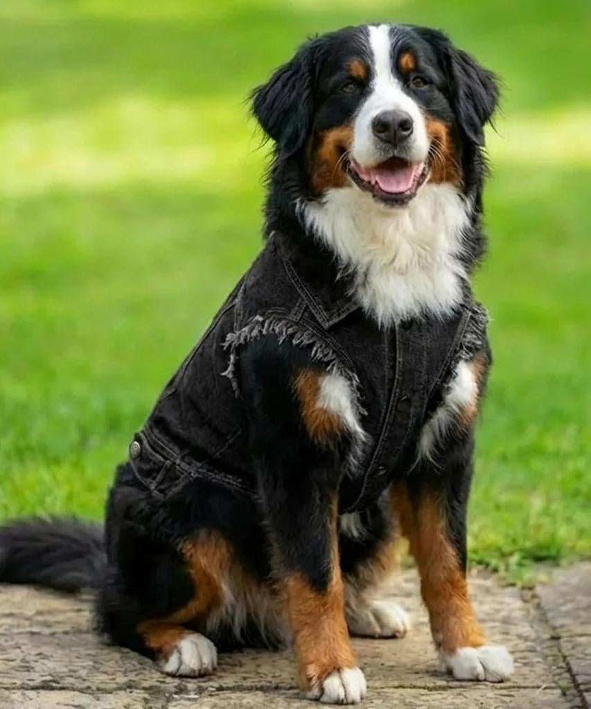 Dog's Denim jacket/Spijkerjasje voor honden in zwart & blauw, Dieren en Toebehoren, Verzenden, Nieuw, Hondenjas