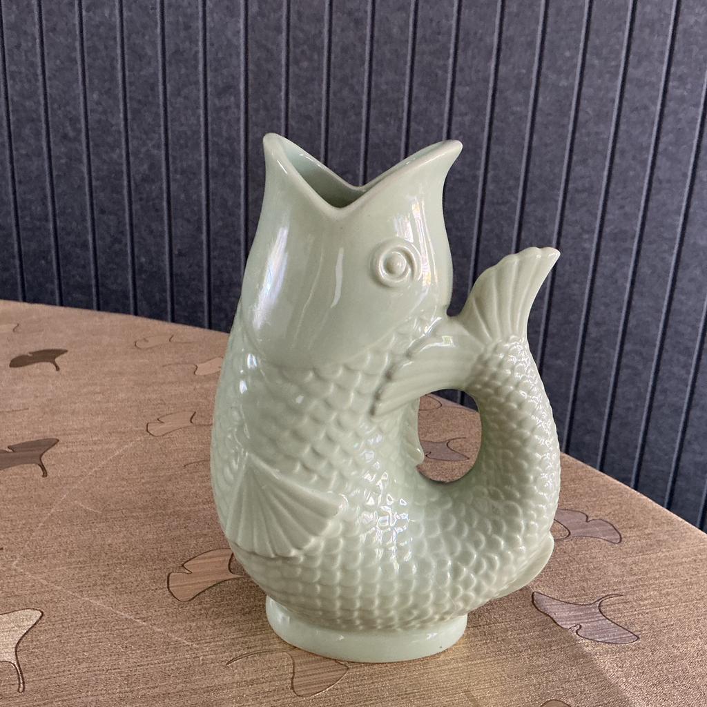 Vintage Keramische Vissenkan - Lichtgroen, Ophalen of Verzenden, Zo goed als nieuw