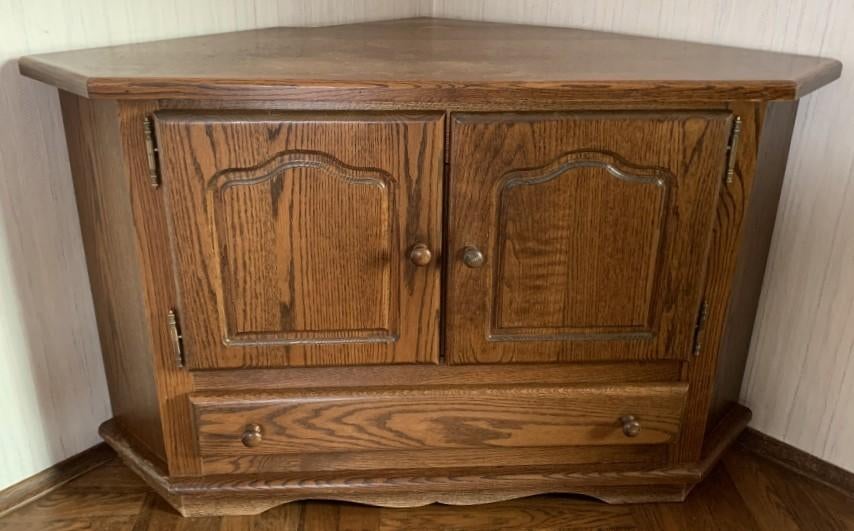 Eikenhouten hoek tv-meubel, Huis en Inrichting, Kasten | Televisiemeubels, Ophalen, Gebruikt, 100 tot 150 cm, Klassiek
