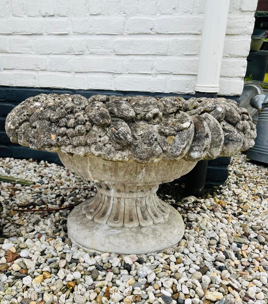 Stenen tuinvaas plantenbak - Klassiek design, Ophalen, Gebruikt, Minder dan 60 cm, Rond