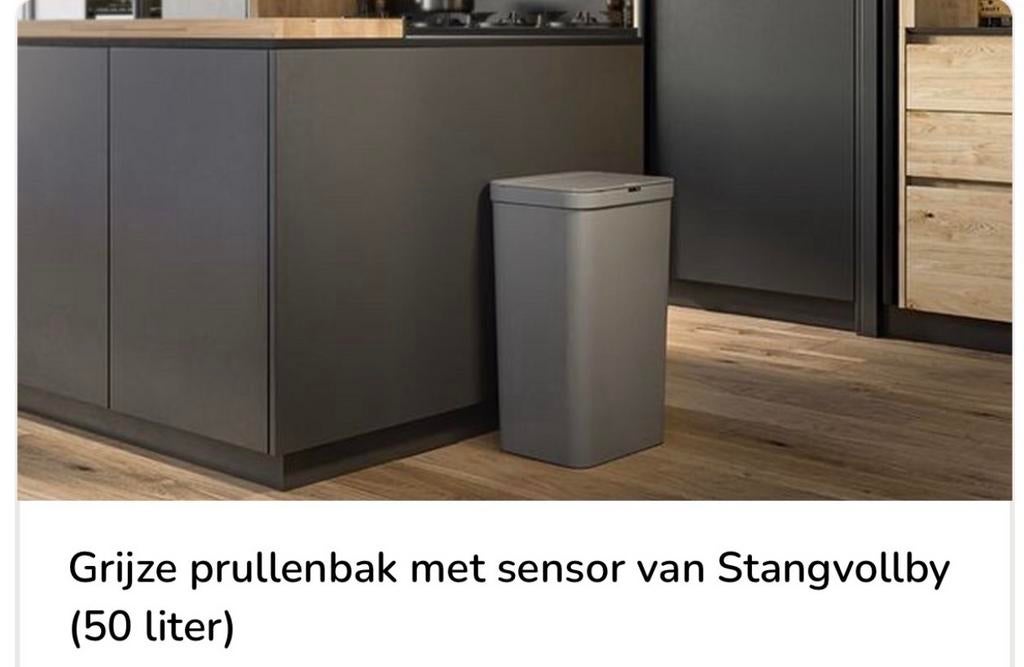New Grijze prullenbak met sensor, 50 liter, Kunststof, 50 tot 75 cm, Nieuw, 40 liter of meer