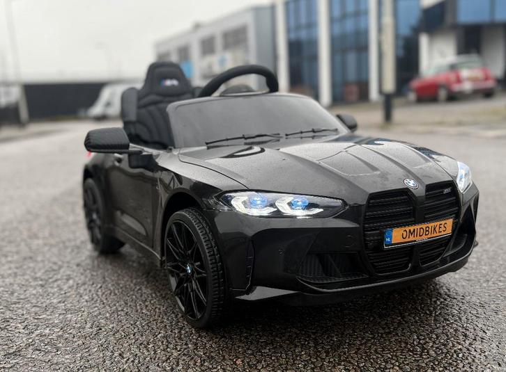 BMW M4 12v zwart Afstands. - Bleutooth - Led - Leder - Rubb, Kinderen en Baby's, Speelgoed | Buiten | Accuvoertuigen, Nieuw, Ophalen of Verzenden