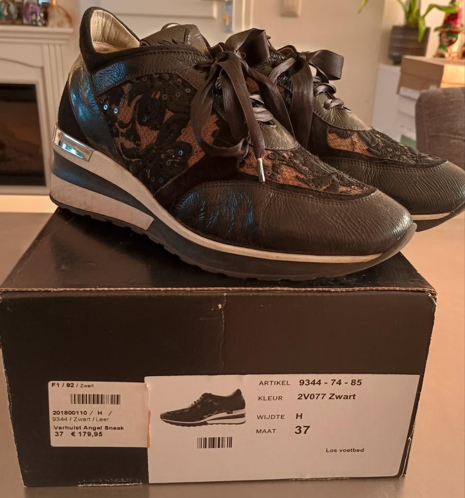 Verhulst x Voltan sneakers, leer & kant, maat 37, Zwart, Verhulst, Ophalen of Verzenden, Sneakers of Gympen