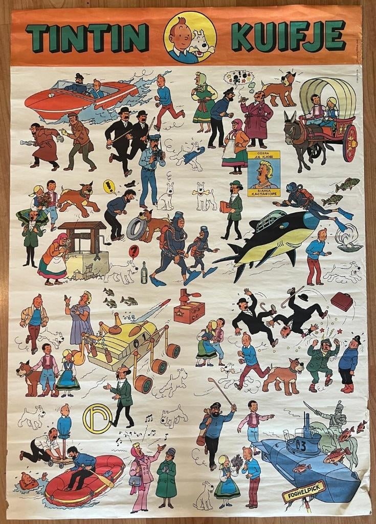 Kuifje poster, Verzenden, Kuifje, Gebruikt, Plaatje, Poster of Sticker