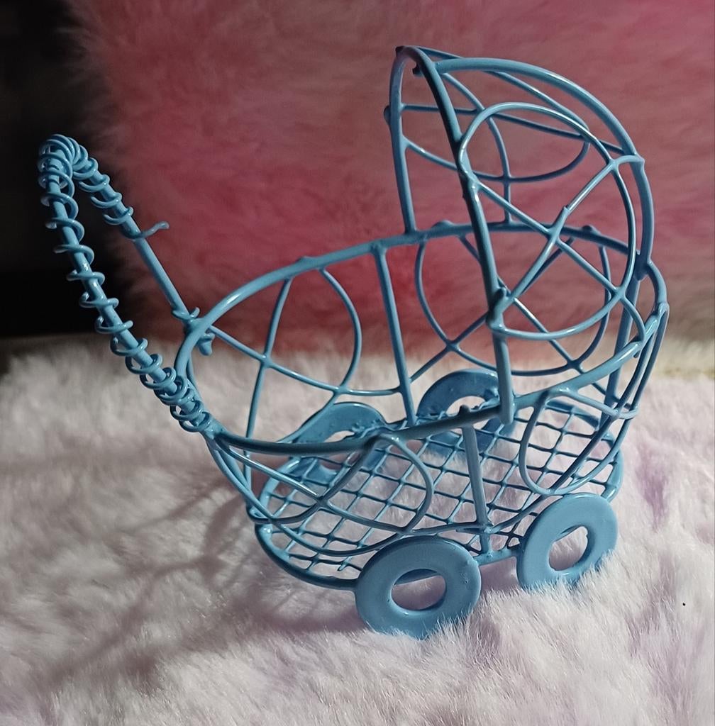 Blauwe poppenhuis poppenwagen, Ophalen of Verzenden, Poppenhuis