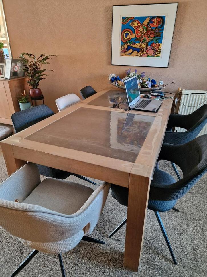 Eettafel 200x100 cm met Belgisch Hardsteen, Huis en Inrichting, Tafels | Eettafels, Gebruikt, 50 tot 100 cm, 200 cm of meer, Vijf personen of meer