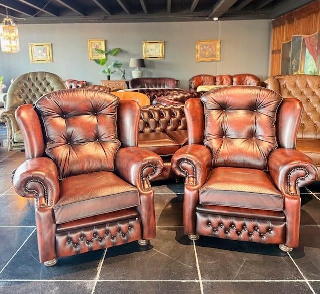 Chesterfield Suzanne Fauteuils, Huis en Inrichting, Stoelen, Twee, Overige kleuren, Springvale, Leer