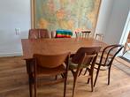 Teak houten uitschuifbare eettafel, Ophalen, Gebruikt, Teakhout, 50 tot 100 cm
