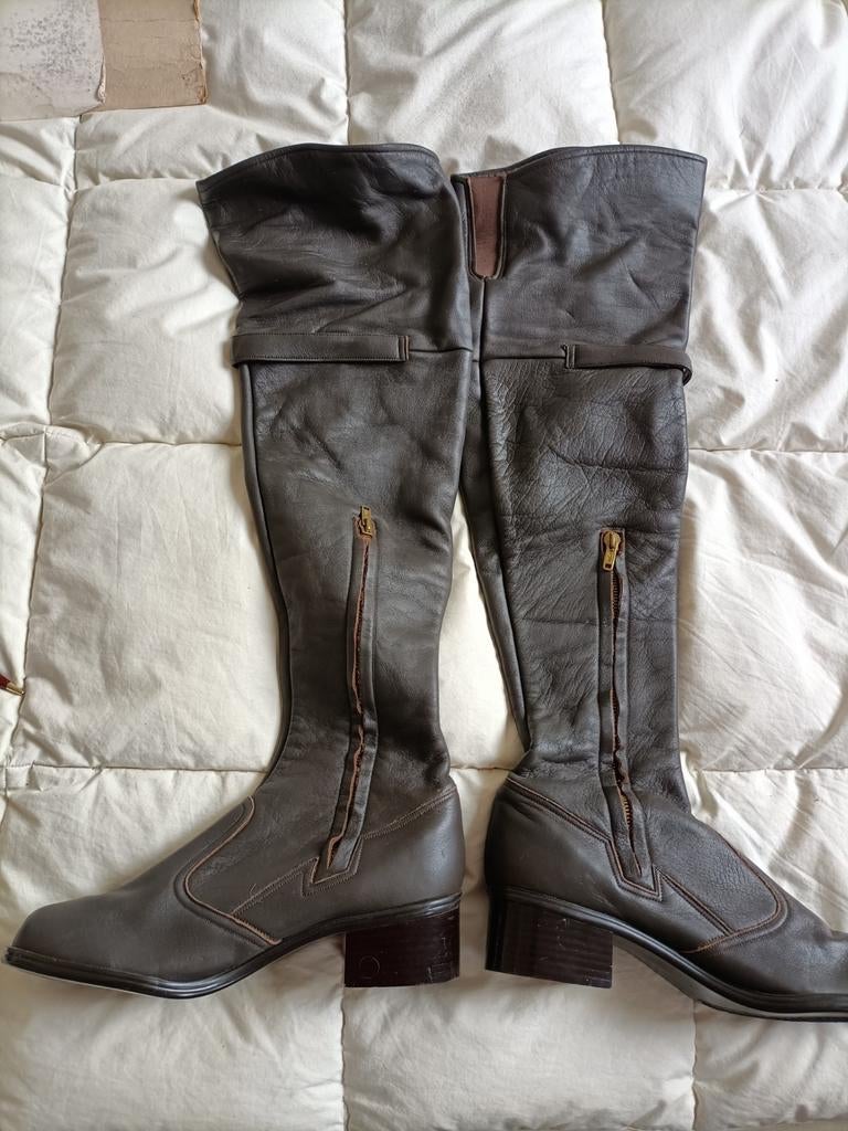 Bruine leren hoge laarzen, mt 39/40, hak 3,5 cm, h 53 c, Kleding | Dames, Schoenen, Ophalen of Verzenden, Bruin, Hoge laarzen