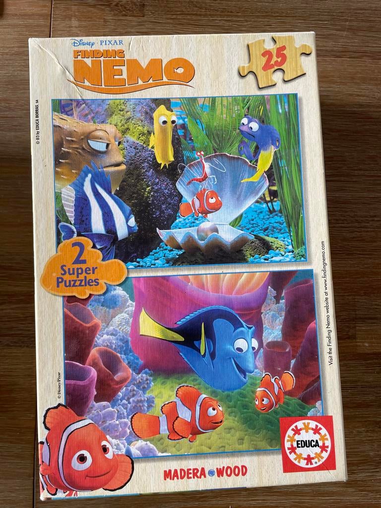 Finding Nemo Puzzel - 2 Puzzels (25 stukjes), Gebruikt, 10 tot 50 stukjes, Ophalen of Verzenden, Van hout