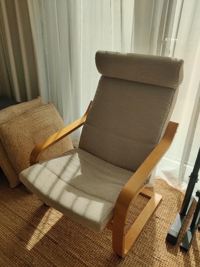 IKEA Poäng schommelstoel beige, Huis en Inrichting, Stoelen, Ophalen, Gebruikt, Overige kleuren, Stof