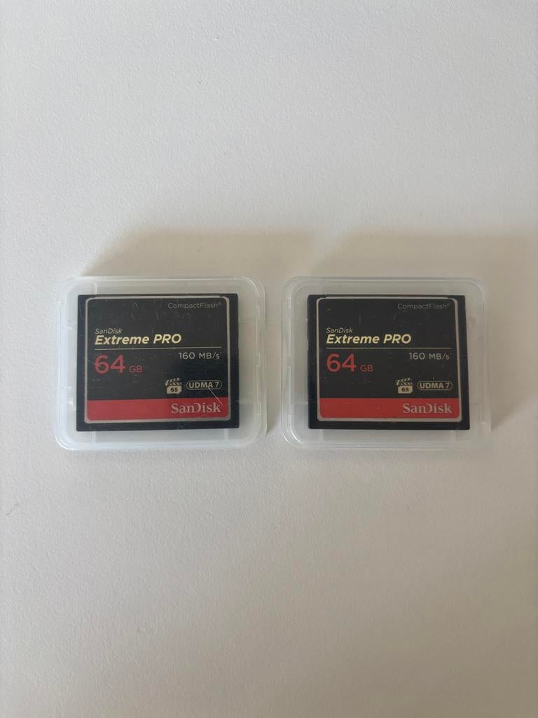 2x SanDisk Extreme PRO CompactFlash 64GB 160MB/s UDMA 7, Audio, Tv en Foto, Fotografie | Geheugenkaarten, Ophalen of Verzenden