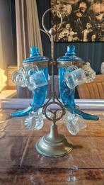 Vintage Venetiaanse Murano stijl blauwe glazen karaffen set, Antiek en Kunst, Ophalen of Verzenden