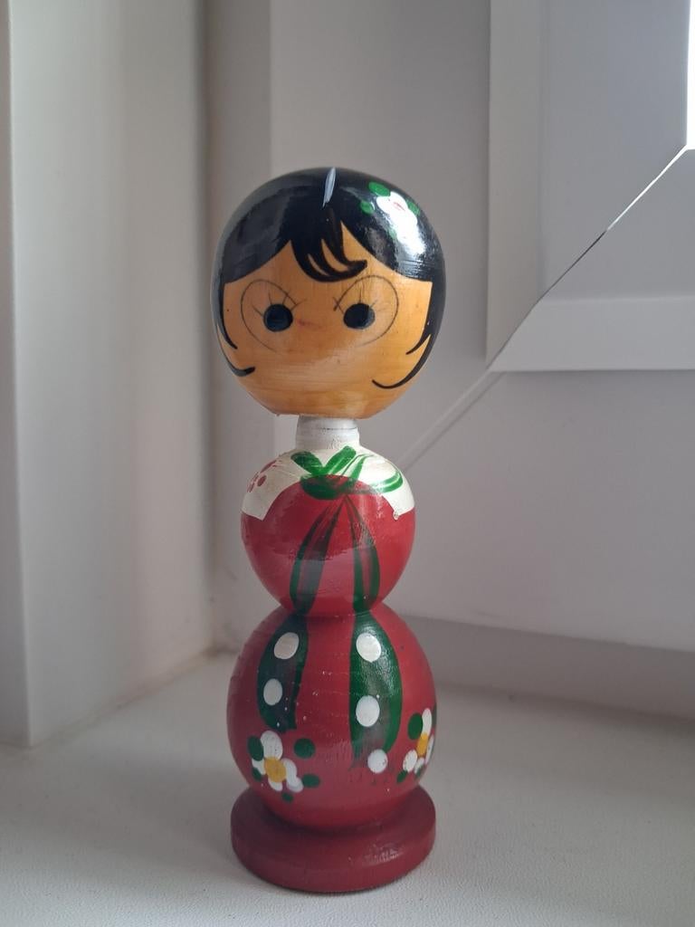 Vintage Kokeshi bobblehead popje, Ophalen of Verzenden, Gebruikt