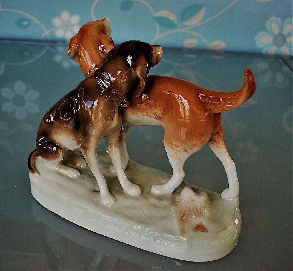 Royal Dux Porselein  Honden Beeld " Beste Vrienden ", Ophalen of Verzenden