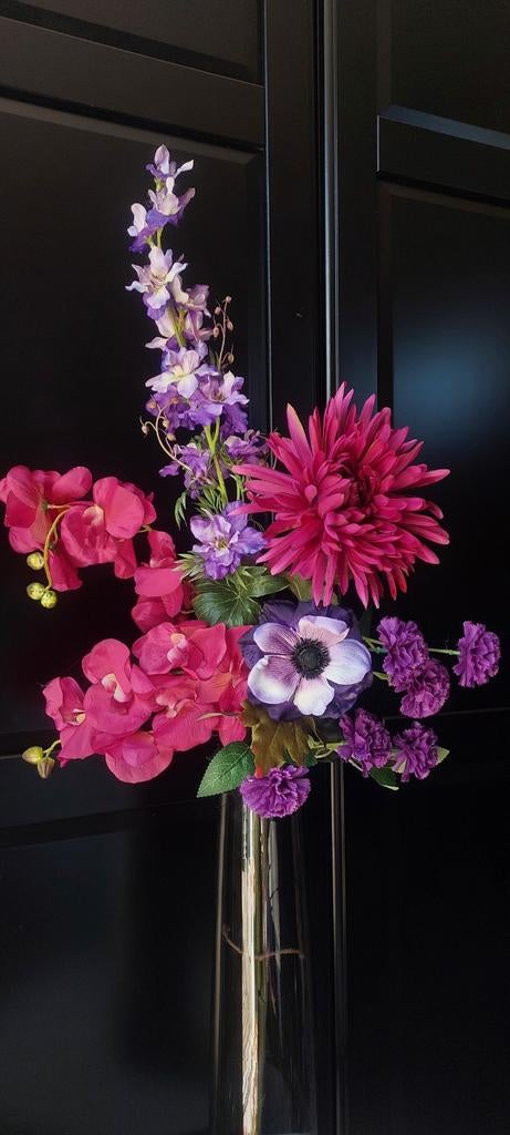 Luxe zijden kunstbloemen boeket - Silka - 70-75cm hoog, Ophalen of Verzenden