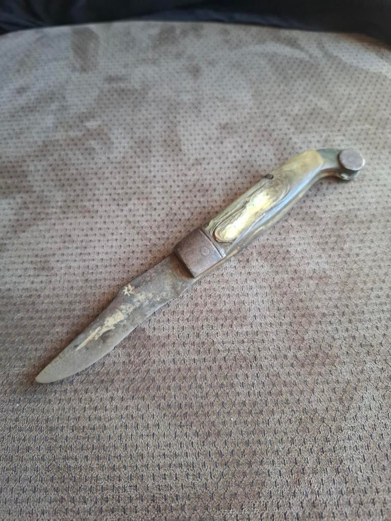 Antiek zakmes met heft van hoorn., Antiek en Kunst, Ophalen of Verzenden