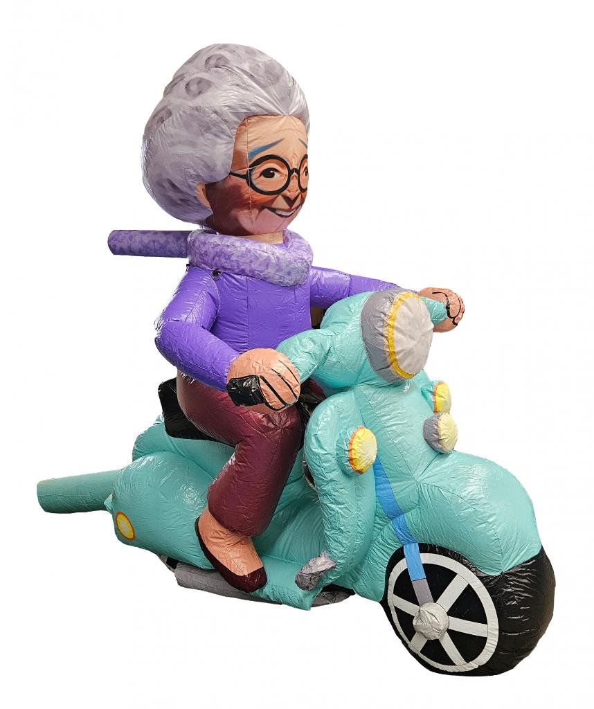 jarige vrouw/sarah op motor scooter opblaasbaar te huur, Ophalen, Zo goed als nieuw, Abraham of Sarah
