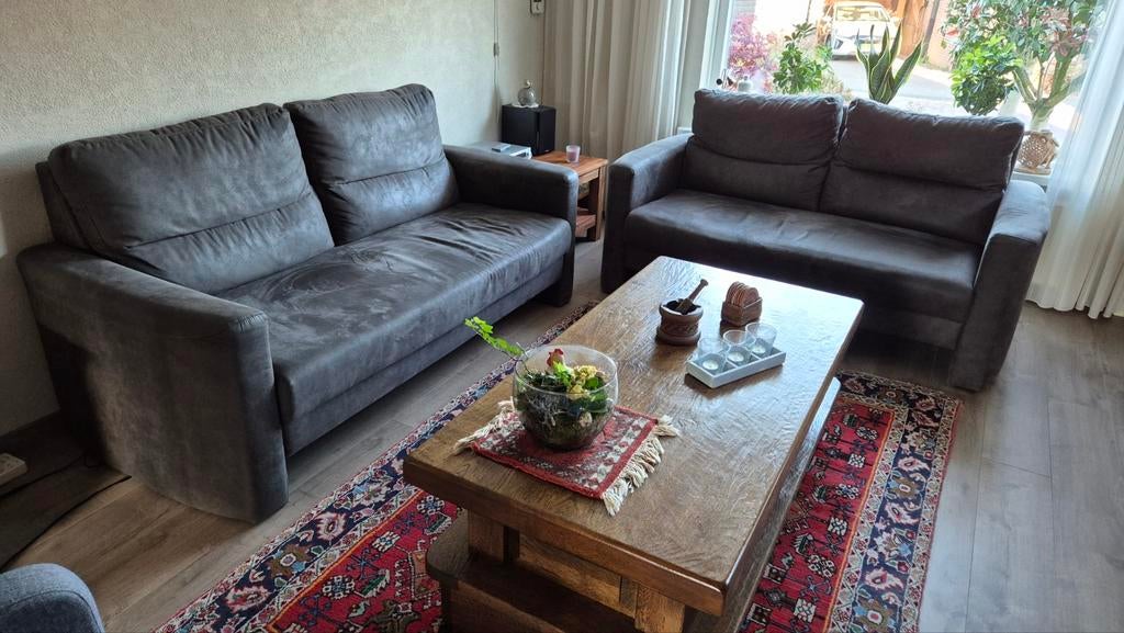 Bankstel 2 en 3 zits grijs., Huis en Inrichting, Banken | Bankstellen, Modern, Comfortabel, Gebruikt, 150 tot 200 cm, Driepersoons