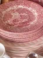 4x dinerbord Stoneware England burgt creme roze rood, Ophalen of Verzenden, Nieuw, Bord