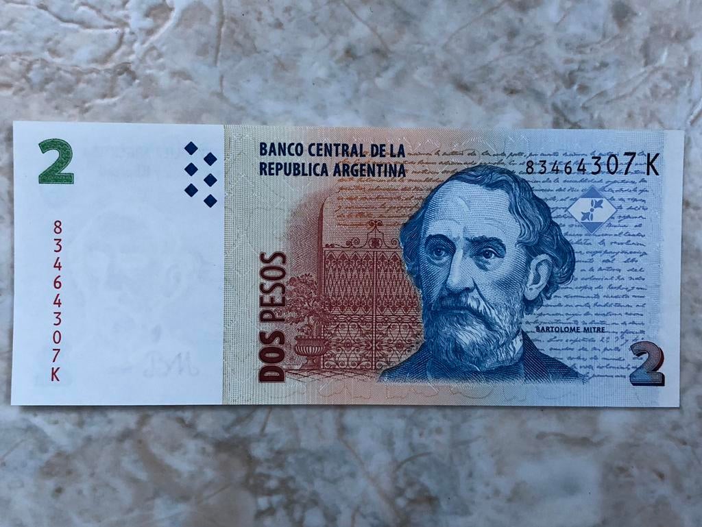 2 pesos, Argentinië., Verzenden, Zuid-Amerika, Los biljet