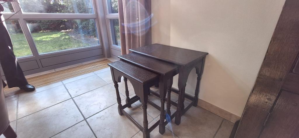 Bijzettafel, Huis en Inrichting, Tafels | Bijzettafels, Minder dan 55 cm, Gebruikt, Vierkant, Hout