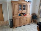 Grenen buffetkast met vitrine en lades, Huis en Inrichting, Kasten | Buffetkasten, Ophalen, Gebruikt, Met deur(en), 200 cm of meer