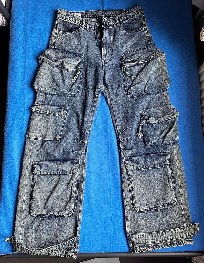 Zara cargo jeans blauw heren EU 42 / US 32, Kleding | Heren, Spijkerbroeken en Jeans, Ophalen of Verzenden, Gedragen, Blauw, W32 (confectie 46) of kleiner