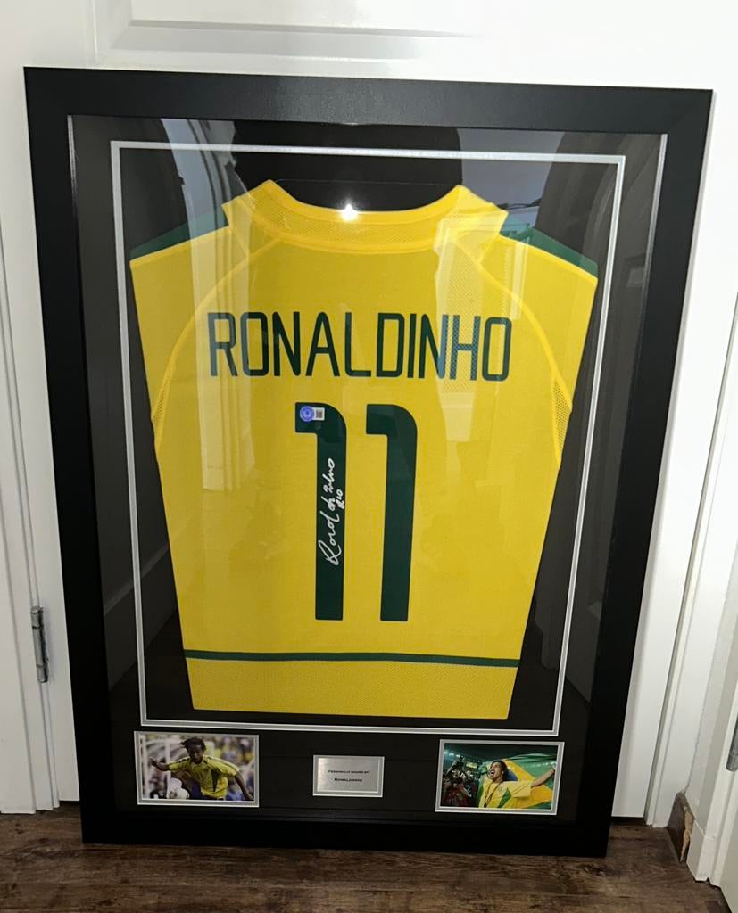 Gesigneerd Ronaldinho Brazilie Beckett, Ophalen of Verzenden, Zo goed als nieuw, Buitenlandse clubs, Shirt