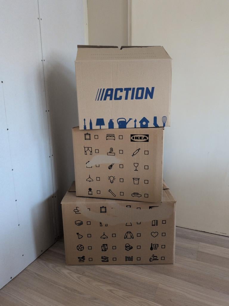 Verhuisdozen, Doe-het-zelf en Verbouw, Kratten en Dozen, Gebruikt, Doos, Minder dan 50 cm, 35 tot 50 cm, Minder dan 40 cm, Opvouwbaar