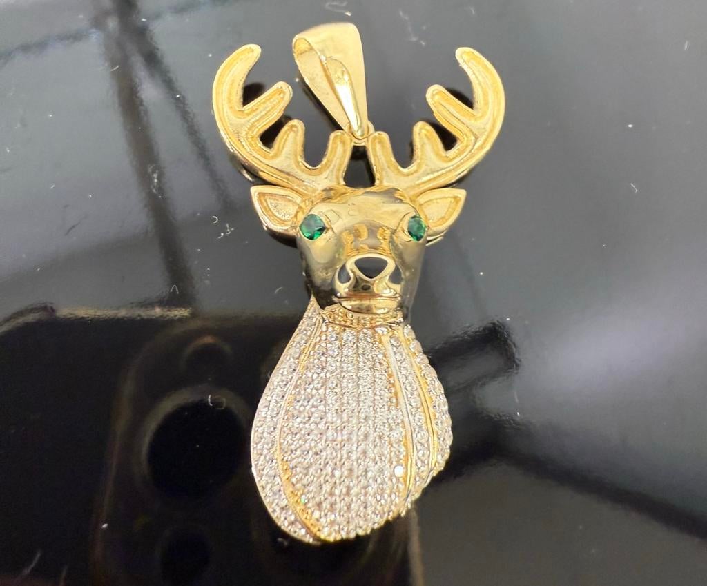 Prachtige 14 karaats gouden hert hanger, Ophalen of Verzenden, Nieuw, Goud, Goud