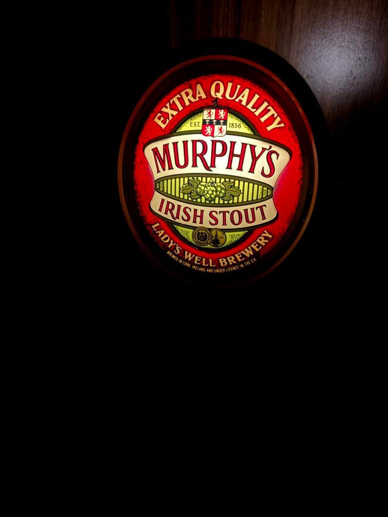 Murphys Irish Stout Lichtreclame - Vintage Bar Decoratie, Verzamelen, Ophalen of Verzenden, Gebruikt, Lichtbak of (neon) lamp