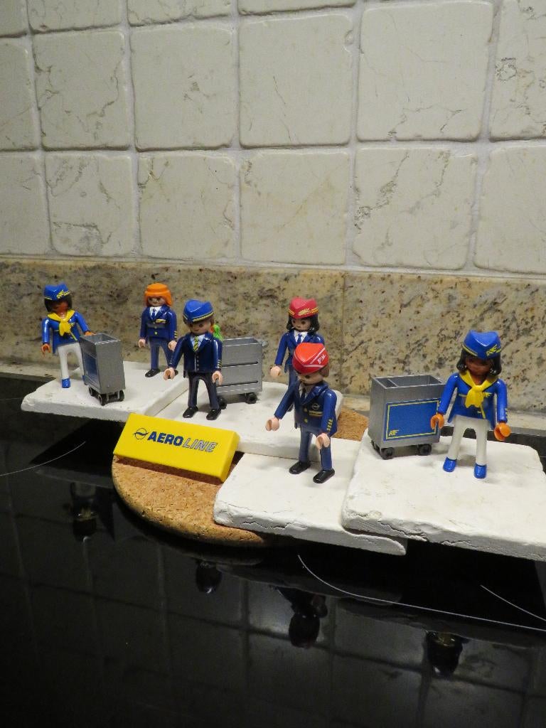 playmobil Stewardess met trolley en Steward, vliegtuig crew, Ophalen of Verzenden, Zo goed als nieuw, Complete set