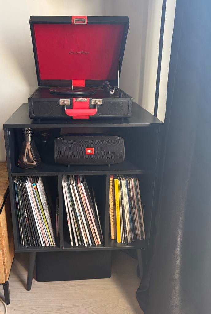 Platenkast / Vinylkast - Zwart, Ophalen of Verzenden, Gebruikt