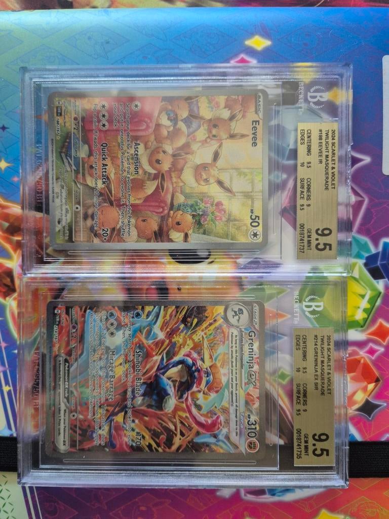 Twilight Masquerade Masterset met BGS 9.5 Greninja & Eevee, Hobby en Vrije tijd, Verzamelkaartspellen | Pokémon, Zo goed als nieuw