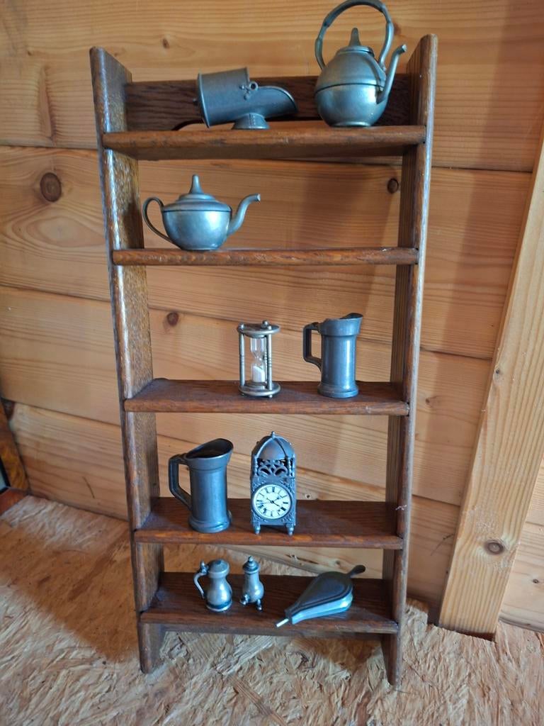 Vintage rekje met kleine tinnen minaturen, Ophalen of Verzenden