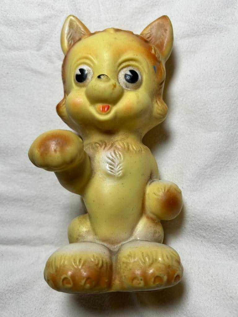 Jaren ‘60 piep beest, kat, made in England, 18 cm, Antiek en Kunst, Antiek | Speelgoed, Ophalen of Verzenden