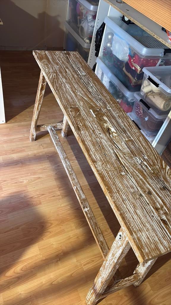 Landelijke houten sidetable / wandtafel., Ophalen, 100 tot 150 cm, Teakhout, Zo goed als nieuw