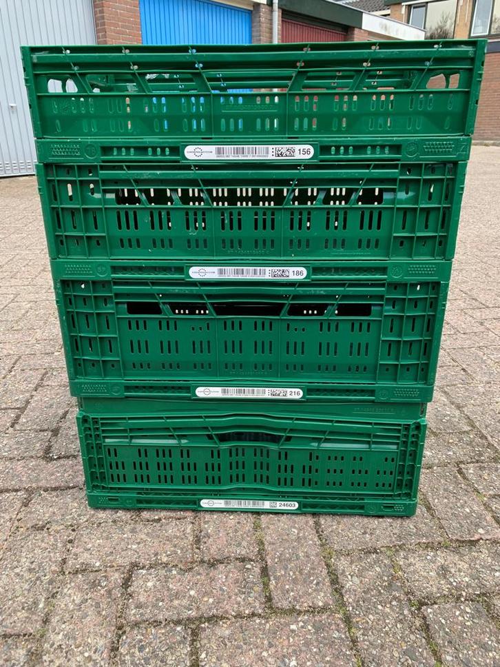 Klapkratten van Kunststof Zwart en Groen, Doe-het-zelf en Verbouw, Kratten en Dozen, Gebruikt, Krat, 50 tot 75 cm, Minder dan 35 cm