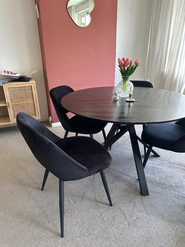Eetkamerstoelen, Huis en Inrichting, Stoelen, Ophalen, Gebruikt, Zwart, Vier