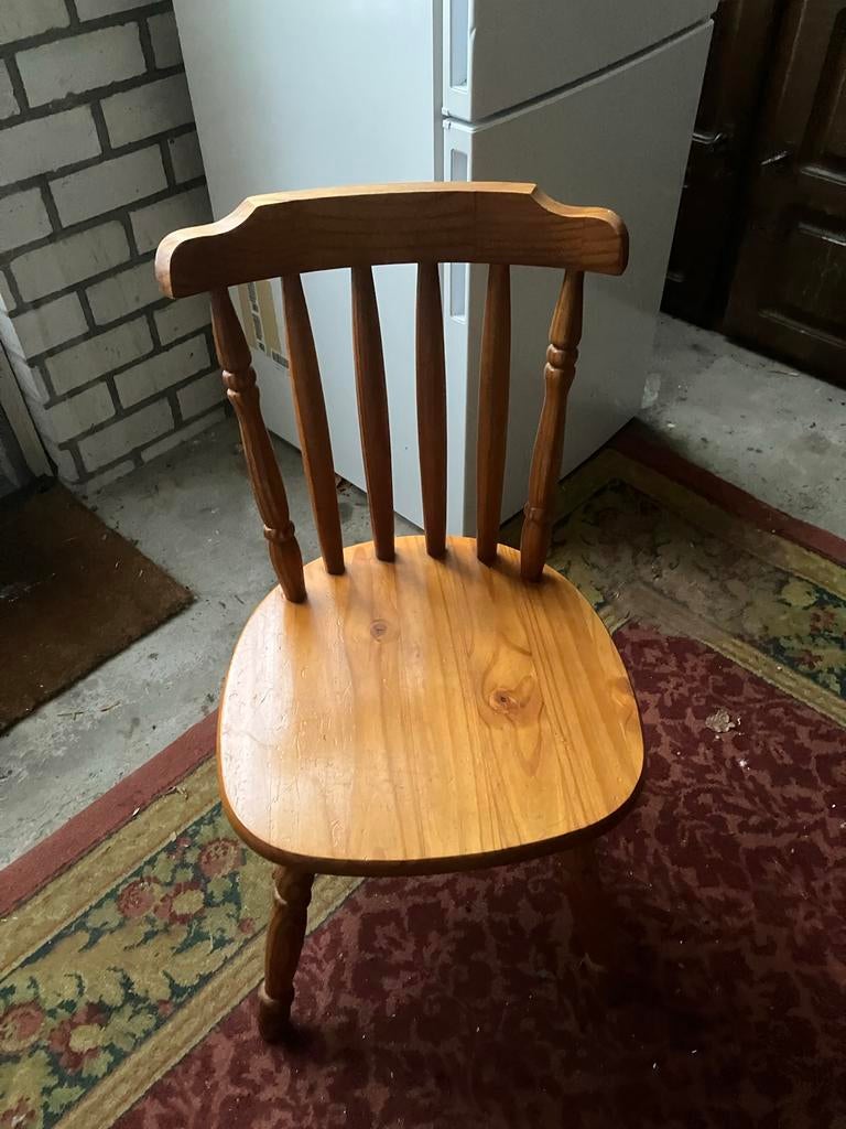 Set van 4 houten keukenstoelen, Ophalen, Gebruikt, Bruin, Vier