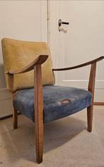 Vintage Fauteuil Jaren '50 - Opknapper met Houten Frame, Huis en Inrichting, Fauteuils, Ophalen, Gebruikt, 75 tot 100 cm, Vintage Jaren '50