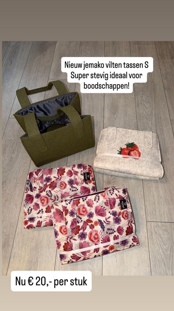 Nieuwe Jemako vilten tassen S - Ideaal voor boodschappen!, Ophalen of Verzenden, Nieuw, Groen, Shopper