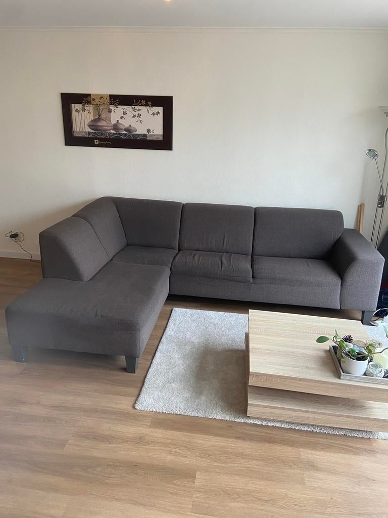 Lounge bank kleur bruin, Ophalen, Gebruikt, Stof, Woonkamer bank