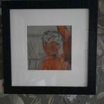 mooie krijttekening van Javaanse jongen in lijst, Ophalen of Verzenden