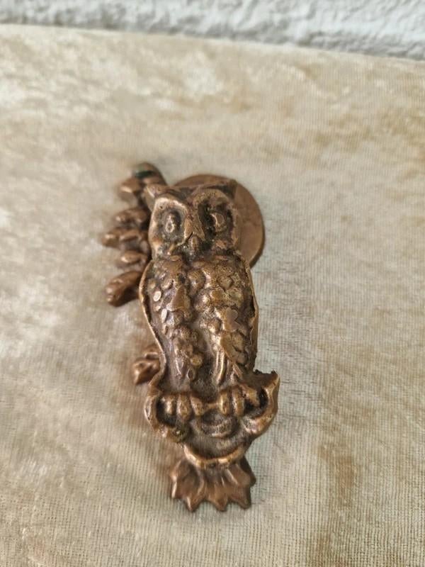 Vintage uil deurklopper messing 10 cm, Antiek en Kunst, Ophalen of Verzenden