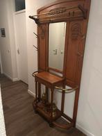 Antieke garderobe kast met spiegel en kapstokhaken, Antiek en Kunst, Ophalen
