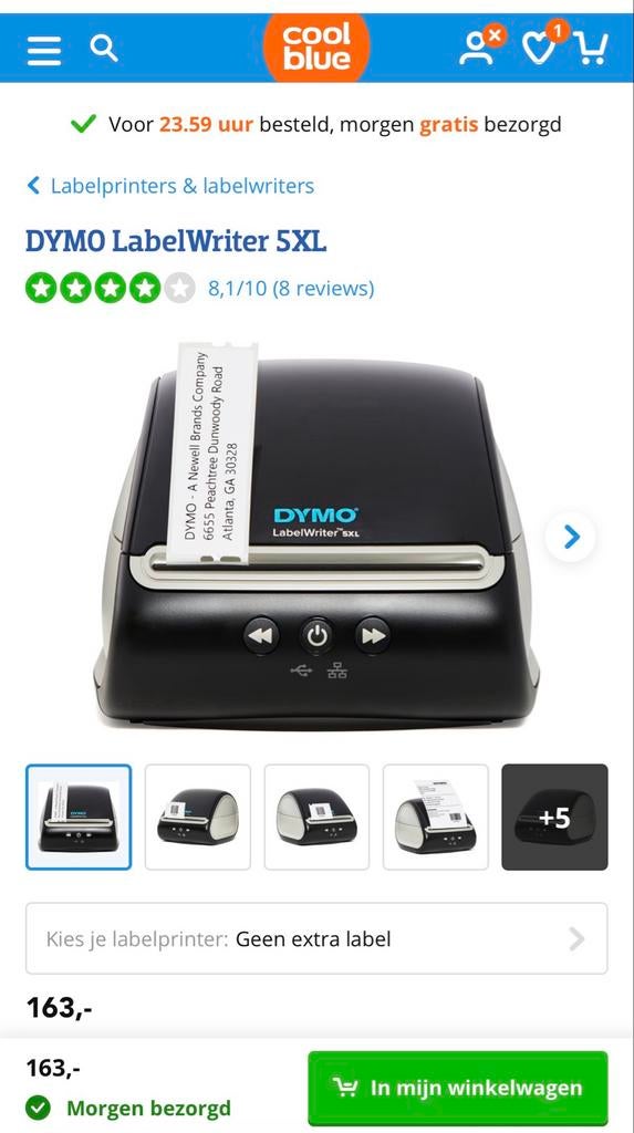 Dymo LabelWriter 5XL, Computers en Software, Labelprinters, Ophalen of Verzenden, Zo goed als nieuw, Etiket
